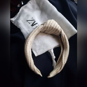 Zara Beige Textured Headband